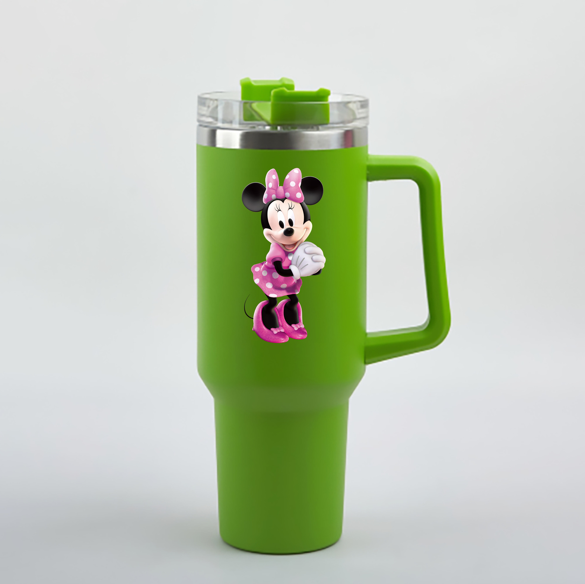 （画像用） ミッキーマウス Mickey Mouse 1200mL車用タンブラー - クリスタルステッカー（プラスチックストロー付き）